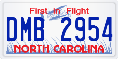 NC license plate DMB2954