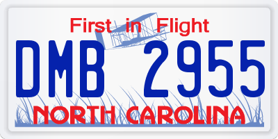 NC license plate DMB2955