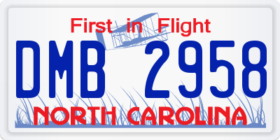 NC license plate DMB2958