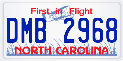 NC license plate DMB2968