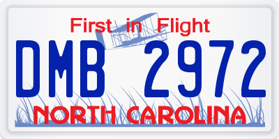 NC license plate DMB2972