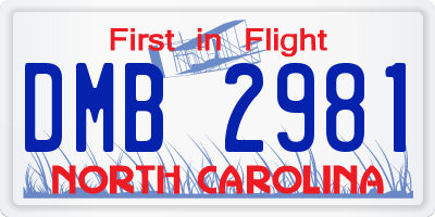 NC license plate DMB2981