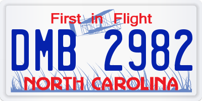 NC license plate DMB2982