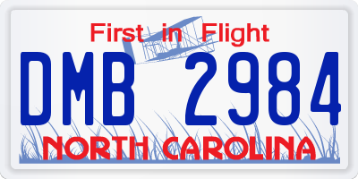 NC license plate DMB2984