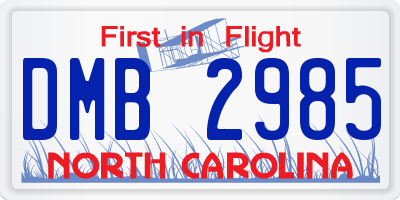 NC license plate DMB2985