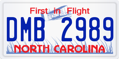 NC license plate DMB2989
