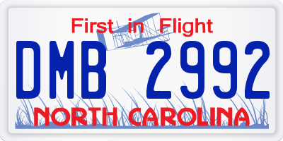 NC license plate DMB2992