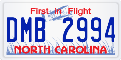 NC license plate DMB2994