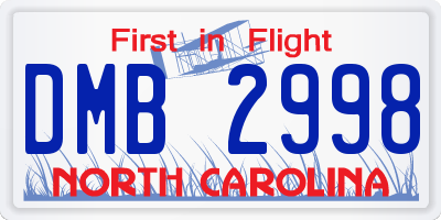 NC license plate DMB2998
