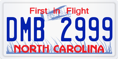 NC license plate DMB2999