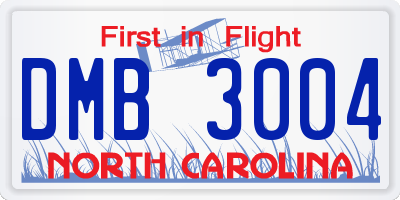 NC license plate DMB3004