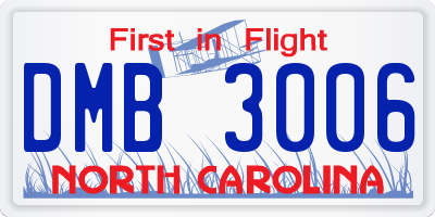 NC license plate DMB3006