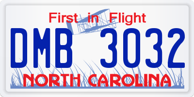 NC license plate DMB3032