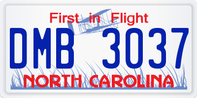 NC license plate DMB3037