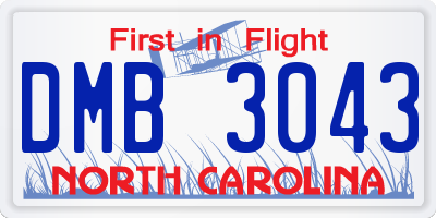 NC license plate DMB3043