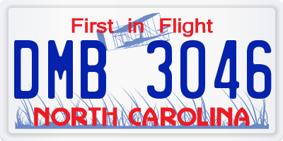 NC license plate DMB3046