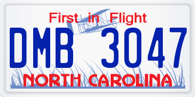 NC license plate DMB3047