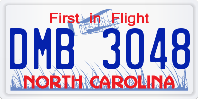NC license plate DMB3048