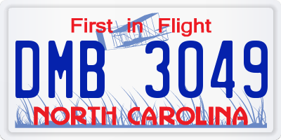 NC license plate DMB3049
