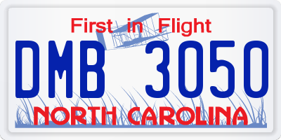 NC license plate DMB3050