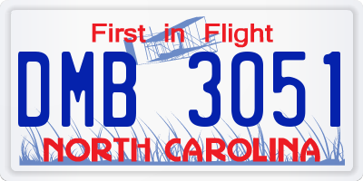 NC license plate DMB3051
