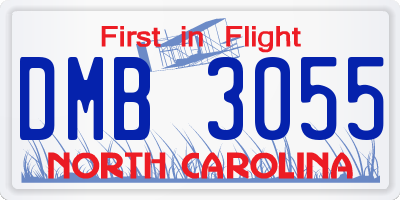 NC license plate DMB3055
