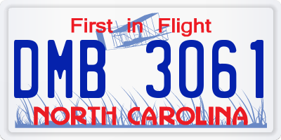 NC license plate DMB3061