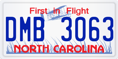 NC license plate DMB3063