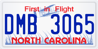 NC license plate DMB3065