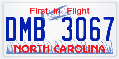 NC license plate DMB3067