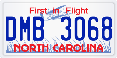 NC license plate DMB3068