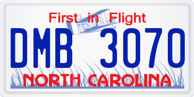 NC license plate DMB3070