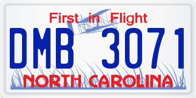 NC license plate DMB3071