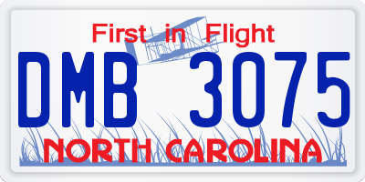 NC license plate DMB3075