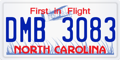 NC license plate DMB3083