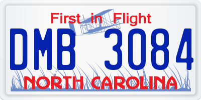 NC license plate DMB3084