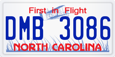 NC license plate DMB3086