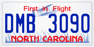 NC license plate DMB3090