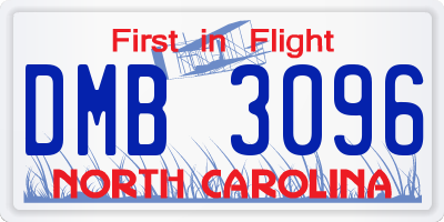 NC license plate DMB3096