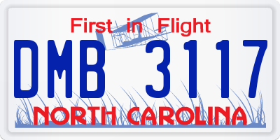 NC license plate DMB3117