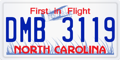 NC license plate DMB3119