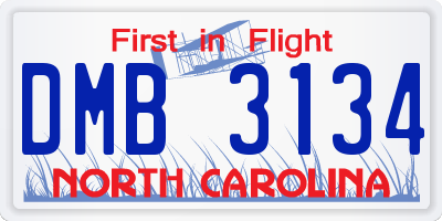 NC license plate DMB3134