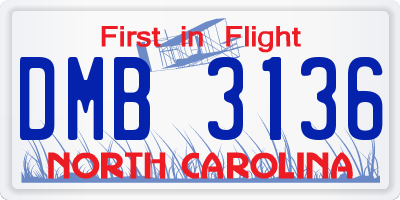 NC license plate DMB3136