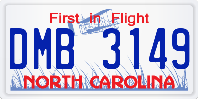 NC license plate DMB3149