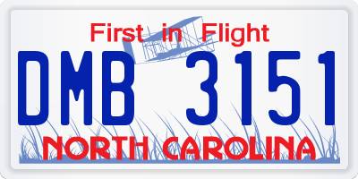 NC license plate DMB3151