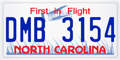 NC license plate DMB3154