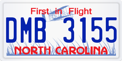 NC license plate DMB3155