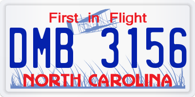 NC license plate DMB3156