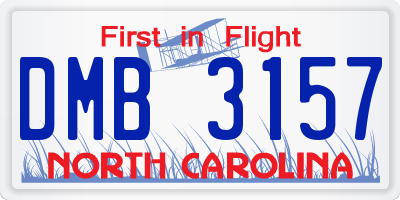 NC license plate DMB3157