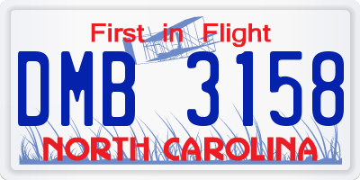 NC license plate DMB3158